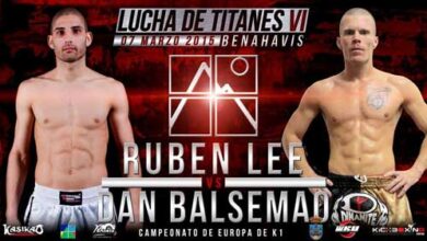 Photo of Ruben Lee ante Dan Balsemao por el Cto Europa de K-1