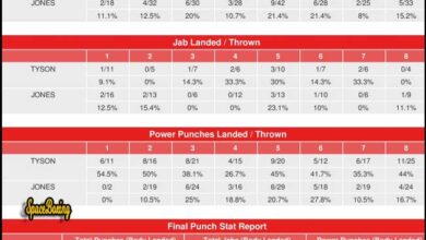 Photo of Mike Tyson-Roy Jones – CompuBox Punch Estadísticas